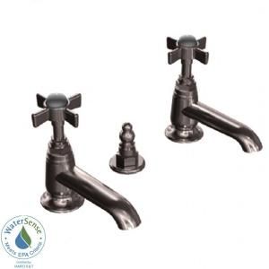 JADO Savina Pillar Taps 8 in. Widespread 2 Handle Low Arc Bathroom Faucet in Old Bronze with Cross Handles 845.103.105