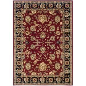 LR Resources Traditional Red and Black Rectangle 5 ft. 3 in. x 7 ft. 5 in. Plush Indoor Area Rug LR80716 REBK58