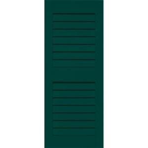 Home Fashion Technologies Plantation 14 in. x 59 in. Solid Wood Louver Exterior Shutters Behr Hidden Forest 1401459513