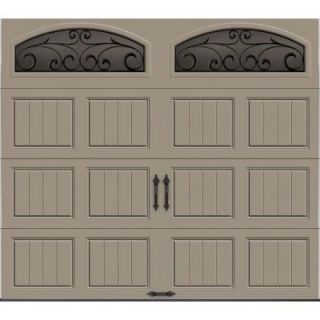 Clopay Gallery Collection 8 ft. x 7 ft. 18.4 R Value Intellicore Insulated Sandstone Garage Door with Wrought Iron Window GR2SU_ST_WIA2