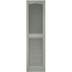 Builders Edge 15 in. x 55 in. Louvered Shutters Pair in #284 Sage 010140055284