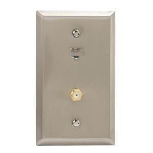 Amerelle Steel Data and Coaxial Wall Plate   Polished Nickel DISCONTINUED 163RJ45CXN