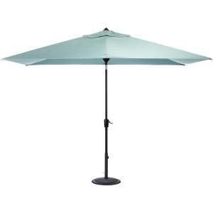 Home Decorators Collection 6.5 ft. x 10 ft. Auto Tilt Patio Umbrella in Mist Sunbrella with Black Frame 1549130340