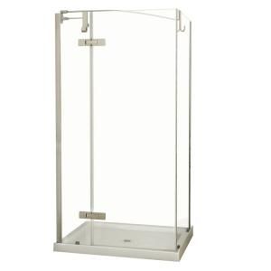 MAAX Urbano 34 in. x 42 in. x 81 in. Standard Fit Corner Shower Kit with Clear Glass in Stainless Steel 102896 000 001 101