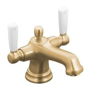 KOHLER Bancroft 4 in. 2 Handle Monoblock Bathroom Faucet in Vibrant Brushed Bronze with Escutcheon K 10579 4P BV