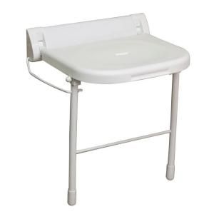 18 in. Wall Mount Folding Shower Seat with Legs in White ISS191