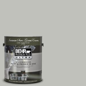 BEHR Premium Plus Ultra 1 gal. #UL210 8 Silver Sage Interior Semi Gloss Enamel Paint 375001