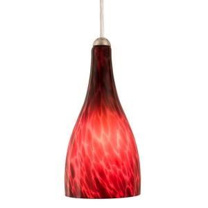Home Decorators Collection 1 Light Ceiling Dark Lava Pendant with Red Glass Shade 25339 71