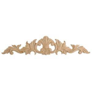 American Pro Decor 5 1/4 in. x 24 in. x 5/8 in. Unfinished Large Hand Carved North American Solid Alder Wood Onlay Acanthus Wood Applique 5APD10392