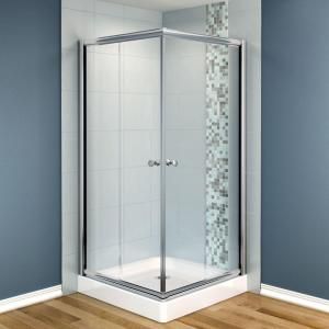 MAAX Centric 32 in. x 32 in. x 70 in. Frameless Corner Shower Door in Clear Glass and Chrome Finish 137561 900 084 000