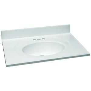 Design House 31 in. W Cultured Marble Vanity Top with Solid White Bowl 551374
