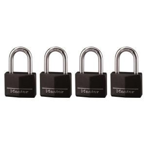 Master Lock 1 9/16 in. Vinyl Covered Solid Body Padlock with 1 1/2 in. Shackle (4 Pack) 141QLFHC