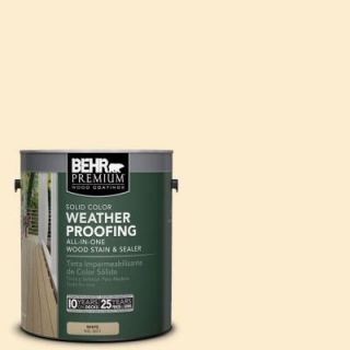 BEHR Premium 1 gal. #SC 157 Navajo White Solid Color Weatherproofing All In One Wood Stain and Sealer 501101