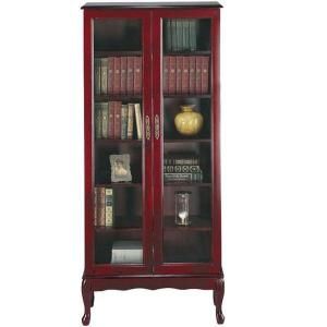 Home Decorators Collection Queen Anne 31 in. W Mahogany 6  Shelf Bookcase with Glass Door 2434940260