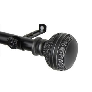Rod Desyne 66 in.   120 in. Black Telescoping Curtain Rod with Ornament Finial 4802 662