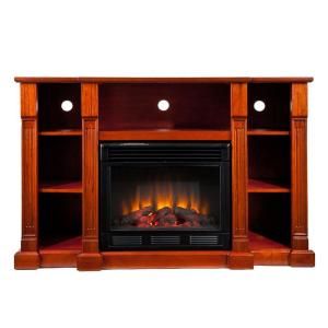 Southern Enterprises Kendall 52 in. Media Console Electric Fireplace in Mahogany 2948201