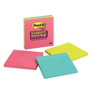 Post It 4 in. x 4 in. Lined Jewel Pop Collection Super Sticky Notes, 1 Pack of 3 Pads 675 3SSAU