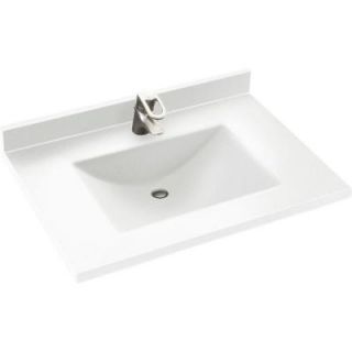 Contour 37 in. Solid Surface Vanity Top in White with White Basin CV2237 010