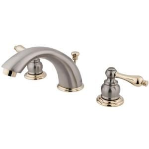 Kingston Brass Victorian 8 in. Widespread 2 Handle Mid Arc Bathroom Faucet in Satin Nickel and Polished Brass HKB979AL