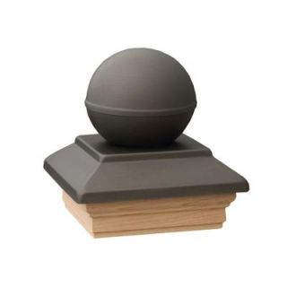 DeckoRail 6 in. x 6 in. Pressure Treated Pewter Pine Ball Post Cap DISCONTINUED 73058