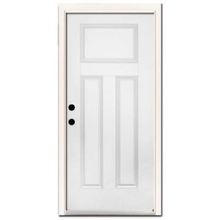 Steves & Sons Premium 3 Panel Craftsman Primed White Steel Entry Door with Brickmold DISCONTINUED 1030RH