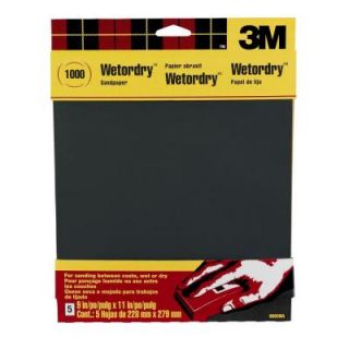 3M 9 in. x 11 in. 1000 Grit Ultra Fine Silicon Carbide Sand paper (5 Sheets Pack) 9083NA 20
