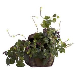 Nearly Natural 20.0 in. H Green Grape Leaf and Chest Silk Plant 6682