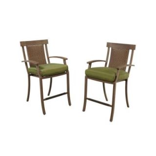 Hampton Bay Bloomfield Woven Balcony Height Patio Dining Chair with Moss Cushion (2 Pack) 14H 039 BHC