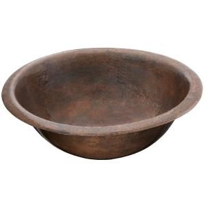 ECOSINKS Undermount or Drop in Solid Copper Bathroom Sink in Hammered Aged Copper HDBRU 1505BC