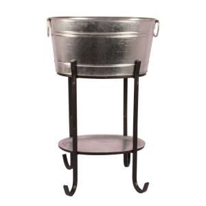 Natural Galvanized Beverage Tub with Tray on Stand DS 20955