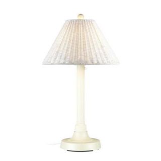 Patio Living Concepts Shangri La 34 in. Outdoor White Table Lamp with White Wicker Shade 10211