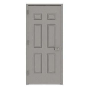 L.I.F Industries 36 in. x 84 in. Gray Entrance Right Hand 6 Panel Fire Proof Door Unit with Welded Frame UWEP3684R