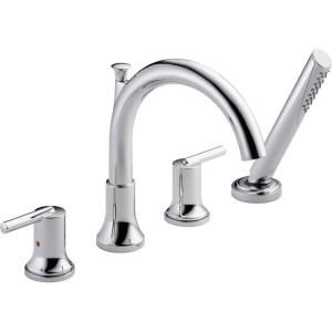 Delta Trinsic 2 Handle Deck Mount Roman Tub Faucet Trim Only with Hand Shower in Chrome (Valve not included) T4759