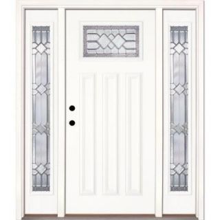 Feather River Doors Mission Pointe Zinc Craftsman Primed Smooth Fiberglass Entry Door with Sidelites A82191 3B4