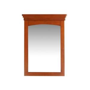 Simpli Home Yorkville 30 in. x 20 in. Framed Wall Mirror in Warm Cinnamon Brown NL YORKVILLE M 3A