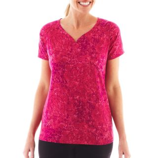 Made For Life Y Neck Print Tee, Bright Rose Doiley, Womens