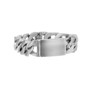 Mens Stainless Steel Wide ID Curb Bracelet, White