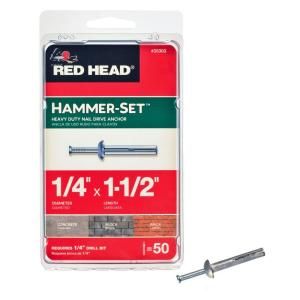 Red Head 1/4 in. x 1 1/2 in. Steel Hammer Set Nail Drive Concrete Anchors (50 Pack) 35303