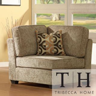Tribecca Home Barnsley Brown Beige Corner Chair With Pillow