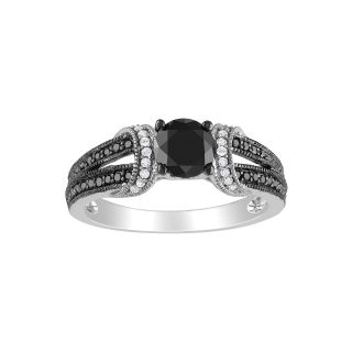 1 CT. T.W. Black & White Bridal Ring In 10K White Gold, White/Gold, Womens