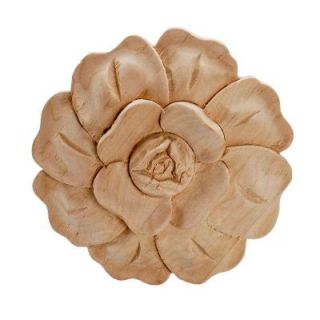 American Pro Decor 4 7/8 in. x 3/4 in. Unfinished Large Hand Carved North American Solid Alder Wood Onlay Rose Wood Applique 5APD10365