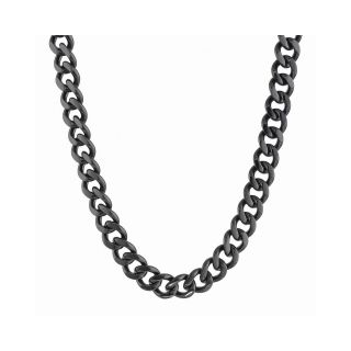 Mens Stainless Steel & Black IP Curb Chain