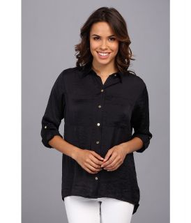 MICHAEL Michael Kors High Low Button Down Shirt Womens Long Sleeve Button Up (Navy)