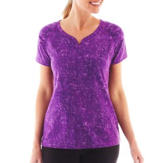 Made For Life Y Neck Print Tee, Purple, Womens