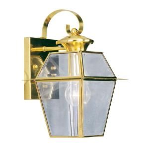 Livex Lighting Wall Mount 1 Light Outdoor Polished Brass Incandescent Lantern CLI MEN2181 02