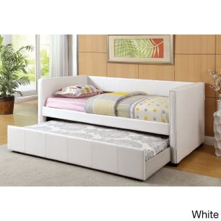 Furniture Of America Grobina Leatherette Platform Daybed With Twin Trundle White Size Twin