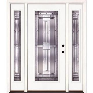 Feather River Doors Preston Patina Full Lite Primed Smooth Fiberglass Entry Door with Sidelites 643101 3A4