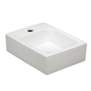 Elanti Wall Mounted Rectangular Compact Bathroom Sink in White 1101