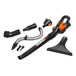 Worx 120 mph 80 CFM 20 Volt Lithium ion Cordless Electric Sweeper/Blower with Air Accessories WG545.1