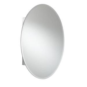 Croydex 31 in. x 21 in. Oval Recessed or Surface Mount Medicine Cabinet in Aluminum with Hang N Lock WC101569YW